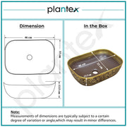 Plantex Designer Ceramic Basin/Table Top Wash Basin for Bathroom/Countertop Vessel Sink - Indo-European Collection (EQTT-466, Gold & Brown)