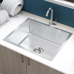 Plantex Guranteed 304 Grade Stainless Steel Kitchen Sink/Stainless Steel Kitchen Sink with 7 Years of Warranty by Plantex/Single Bowl Sink with All Fittings & Drain Rack (Silver Matt-24x18 Inches)