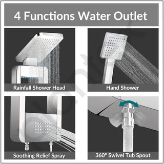 Plantex Shower Panel for Bathroom with Hand Shower/Body Massage Jets/Showerhead/304 Grade Stainless Steel Showers System with Hot & Cold Mixer (KM-8103-Chrome)