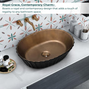 Plantex Ceramic Washbasin for Bathroom/Tabletop Wash Basin/Countertop Vessel Sink for Home/Office/Hotel (Black & Red Copper - 19.5 x 15 x 5.5 Inch)