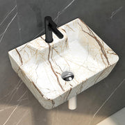 Plantex Wall Mount Wash Basin for Bathroom/Designer Ceramic Small Washbasin/Rectangle Countertop Wash Basin/Home/Office (16 x 12 x 4.5 Inch)