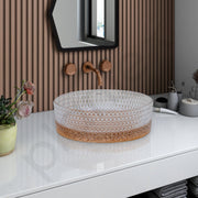 Plantex Round Washbasin for Bathroom/Glass Tabletop Wash Basin/Luxury Transparent Countertop Basin for Home/Office/Hotel (15.5x15.5x5 inch)