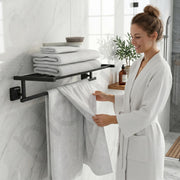 Plantex 304 Grade Stainless Steel 24-inch Bathroom Towel Hanger/Towel Rack/Towel Stand/Holder/Bathroom Accessories - Squaro (Black)