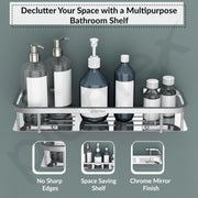 Plantex Stainless Steel 304 Bathroom Shelf for Wall/Bathroom Racks and Shelves/Bathroom Organizer & Accessories/Kitchen Rack/Kitchen Shelves- Pack of 2 (15X5 Inches-Chrome Finish)