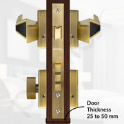 Plantex Main Door Lock for Home/Door Handle Locks/Premium Mortise Door Lock Set with 3 Years Warranty by Plantex (Brass Antique & Black)