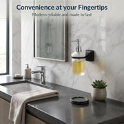 Plantex 304 Grade Stainless Steel Liquid Soap Dispenser/Frosted Glass Shampoo Dispenser/Hand Wash Dispenser/Bathroom Accessories - Squaro (Black)
