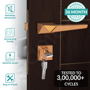 Plantex Door Lock for Main Door/Brass Handle with 3 Computerised Key/Mortise Lock for Bedroom/3 Years Warranty (7095, PVD Choco)