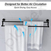 Plantex Premium Aluminium Dual Towel Rod/Bathroom Towel Holder/Towel Hanger/Towel Stand/Bathroom Accessories (24 inch) Black Finish