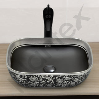 Plantex Wash Basin for Bathroom/Ceramic Table Top Washbasin/Countertop Vessel Sink Basin - Indo-European Collection (EQTT-521,18 x13x 5 Inch)