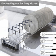 Plantex Plate Stand for Kitchen Cabinet/Stainless Steel Plate Rack for Kitchen/Rubber Grip Saucer Plates Stand/Tandem Box Accessories - ( Size-4 inches, Slot- 14, Pack of 1)