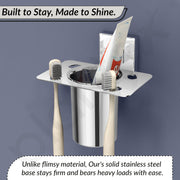 Plantex Tumbler Holder for Bathroom/Stainless Steel Toothbrush Holder/Toothpaste Holder/Bathroom Accessories - (Chrome)