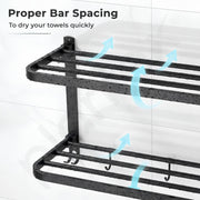 Plantex Double Towel Rack for Bathroom/24 Inch Dual Towel Holder/Towel Bar/Towel Henger/Bathroom Accessories - Pack of 1 (Black)