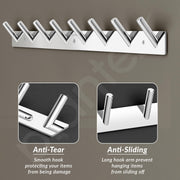 Plantex Wall Hooks for Hanging Cloth/Stainless Steel Towel Hangers/Bathroom Robe Hooks/Door Hangers/Round Wall Hook/Hook Rail for Hanging Keys - 8 Hooks (Pack of 3, Chrome)
