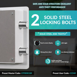 Plantex Digital Safe Locker For Home/23 Litre Safety Locker Box with Biometric Touchscreen Display & Dual Code Access Master & User/LED Light/Emergency Key/2 Years Warranty By Plantex - (White)