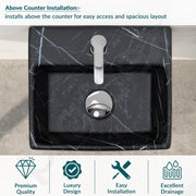Plantex Ceramic Wall Hung Wash Basin for Bathroom/Square Tabletop Basin/Bathroom Hand Wash Sink/Wall Mount Washbasin for Restaurant/Hotel (Black- 13x11.5x5 Inch)