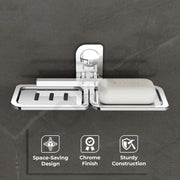 Plantex Dream Stainless Steel Double Soap Dish Stand for Bathroom & Kitchen/Soap Dish/Bathroom Accessories - Wall Mounted - Chrome (Pack of 1)