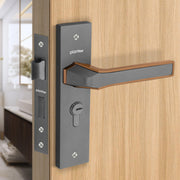 Plantex Heavy Duty Door Lock Set - Main Door Lock Handle Set/Mortise Locks with 3 Keys, Brass Body & Cylinder (8126 - Grey & PVD Choco)