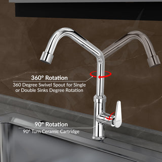 Plantex LEA-712 Pure Brass Kitchen Sink Tap with 360° Swivel Spout for Kitchen Tape with Water Saving Aerator with Teflon Tape-7 Year Warranty by Plantex (Chrome)