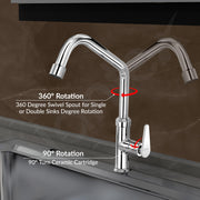 Plantex LEA-712 Pure Brass Kitchen Sink Tap with 360° Swivel Spout for Kitchen Tape with Water Saving Aerator with Teflon Tape-7 Year Warranty by Plantex (Chrome)