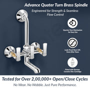 Plantex 2 in 1 Wall Mixer for Bathroom/Mixer L-Bend Provision for Overhead/Mixer Tap for Bathroom with Water Saving Nozzle and Wall Flange (3515, Chrome)