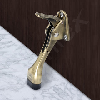 Plantex Door Stopper for Home - 5 Inch Long Hydraulic Stopper With Rubber Grip (Set of 8, Brass Antique)