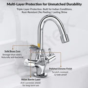 Plantex Pure Brass Basin Sink Mixer Tap Hot and Cold/Mixer Tap for Bathroom/Wash Basin Tap with Teflon Tape -7 Year Warranty by Plantex (ICO-909-Chrome)