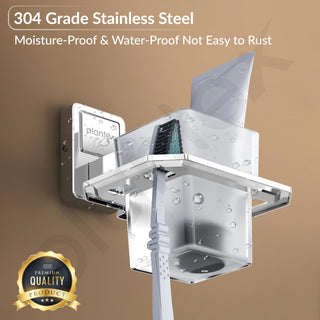 Plantex 304 Grade Stainless Steel Tooth Brush Holder/ABS Tumbler Stand/Bathroom Accessories - Darcy (Chrome)