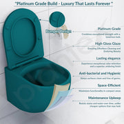 Plantex Imported Ceramic Western Commode/Rimless Wall Hung Commode for Toilet/Washdown Flush Bathroom Western Toilet with Soft Close Toilet Seat - P Trap (Matt Blue)