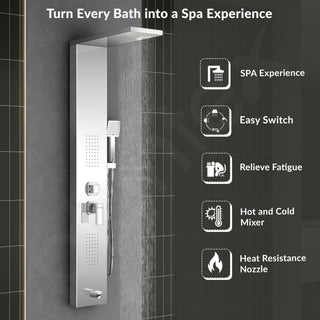 Plantex 304 Grade Stainless Steel Shower Panel for Bathroom with Showerhead/Hand Shower/Body Massage Jets/Bathroom Shower System-(KM-8111)