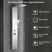 Plantex 304 Grade Stainless Steel Shower Panel for Bathroom with Showerhead/Hand Shower/Body Massage Jets/Bathroom Shower System-(KM-8111)