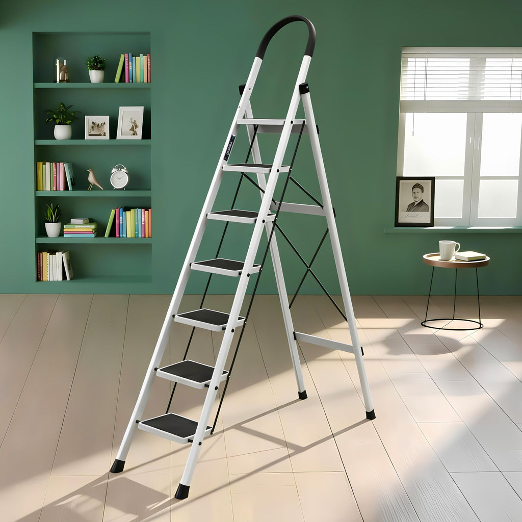 Plantex Steel Ladder for Home/Strong Foldable Wide 7 Step Ladder/Anti ...