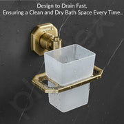 Plantex 304 Grade Stainless Steel Tooth Brush Holder/Tumbler Holder for Wash Basin/Bathroom Accessories - Nipron (Brass Antique)