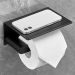 Plantex Space Aluminium Toilet Paper Holder with Mobile Stand/Tissue Paper Roll Holder/Toilet Roll Holder for Bathroom Accessories (Black)