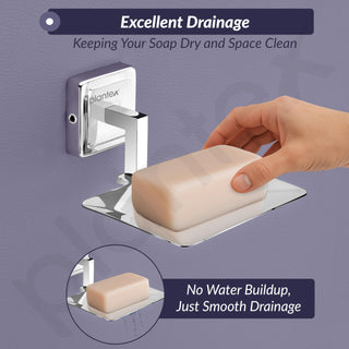 Plantex 304 Grade Stainless Steel Soap Dish for Bathroom/Soap Holder/Soap Stand/Bathroom Accessories - Decan (Chrome)