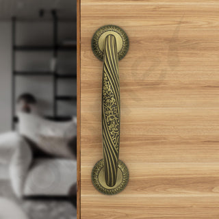 Plantex 10 Inch Main Door Handle for Wooden Doors - Pull-Push Handle Accessory (Pack of 1, Brass Antique)