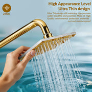 Plantex Stainless Steel Overhead Shower 6 x 6 inch with Water-Saving Technology/High pressure Rain Shower Head without Arm/Bathroom Shower -(Sandwich-PVD Gold)