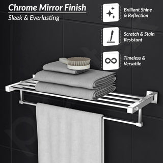 Plantex 304 Grade Stainless Steel 24 inch Towel Rack/Towel Hanger for Bathroom/Towel Rod/Towel Bar/Bathroom Accessories - Splash (Chrome)