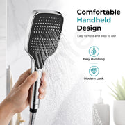 Plantex ABS Hand Shower for Bath/3 Mode Multifunctional Shower/Rectangle Hand Shower Without Hose Pipe for Home/Hotel - (Chrome, H597)