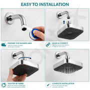 Plantex Single-Mode Square Shower for Bathroom/ABS Shower Head for Bathroom/6 Inch High Pressure Overhead Shower - (APS-D-3133, Chrome)