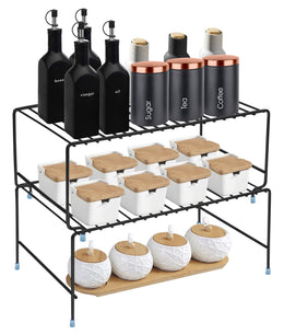 Plantex Heavy Metal Spice Rack Organizer/Convertible Single/Double Use Stand for Kitchen Storage/Shelf Divider for Kitchen Storage/Bathroom Stand