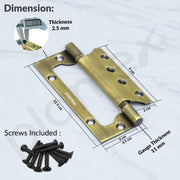 Plantex Butterfly Hinges for Door/Stainless Steel Door Hinges/5 Inch x 14 Gauge Hinge/2.5 mm Hinges for Home/Office/Hotel/Non-Mortise Hinge - Pack of 6 (Brass Antique)