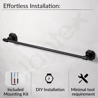 Plantex 304 Grade Stainless Steel Towel Rod/Towel Rack for Bathroom/Towel Bar/Hanger/Stand/Bathroom Accessories - Nipron (24 Inch - Black)