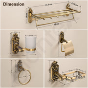 Plantex Aluminium Antique Bathroom Accessories Set of 5-pcs/Bathroom Hardware Set (Towel Rack/Napkin Ring/Paper Holder/Soap Dish/Tumbler Holder)