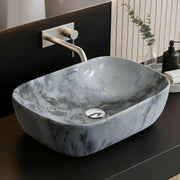 Plantex Ceramic Tabletop Basin/Wash Basin for Bathroom/Bathroom Sink/Grey Marble Washbasin for Restaurant, Hotel (18 x 13 x 5.5 Inch)