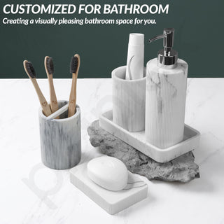Plantex Polyresin Bathroom Accessories Set Soap Dispenser/Toothbrush Holder/Bathroom Tray/Tumbler Holder/Soap Dish - 5 Piece(911)