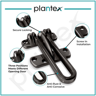 Plantex Heavy Duty Swing Bar Lock/Door Safety Guard with High Security Auxiliary Lock for Home/Office/Hotel - Pack of 2 (SH-42, Nickle-Black Finish)