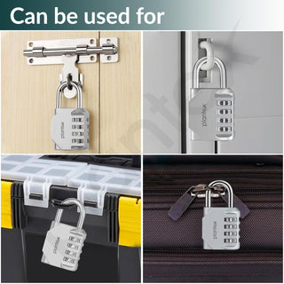 Plantex 4 Digit Combination Number Metal Lock/Zinc Alloy Locks for Luggage/Locks for Travel Bags for Luggage/Locks for Cabin Luggage/Travel Essentials - Pack of 2 (Silver)