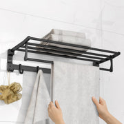 Plantex Aluminum Folding Towel Rack in Bathroom/Towel Holder in Bathroom/Towel Hanger/Bathroom Accessories (24 Inch) Black