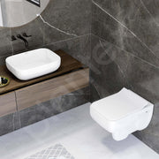 Plantex Ceramic Rim Wall Hung Western Toilet/Tabletop Wash Basin/Commode for Toilet/Wash Basin for Bathroom - Combo - (White)
