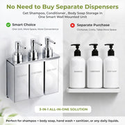 Plantex Triple Liquid Soap Dispenser for Bathroom/304 Grade Stainless Steel Shampoo Dispenser/Square Hand wash Dispense/Bathroom Accessories - Pack of 1 (Regent, Chrome)